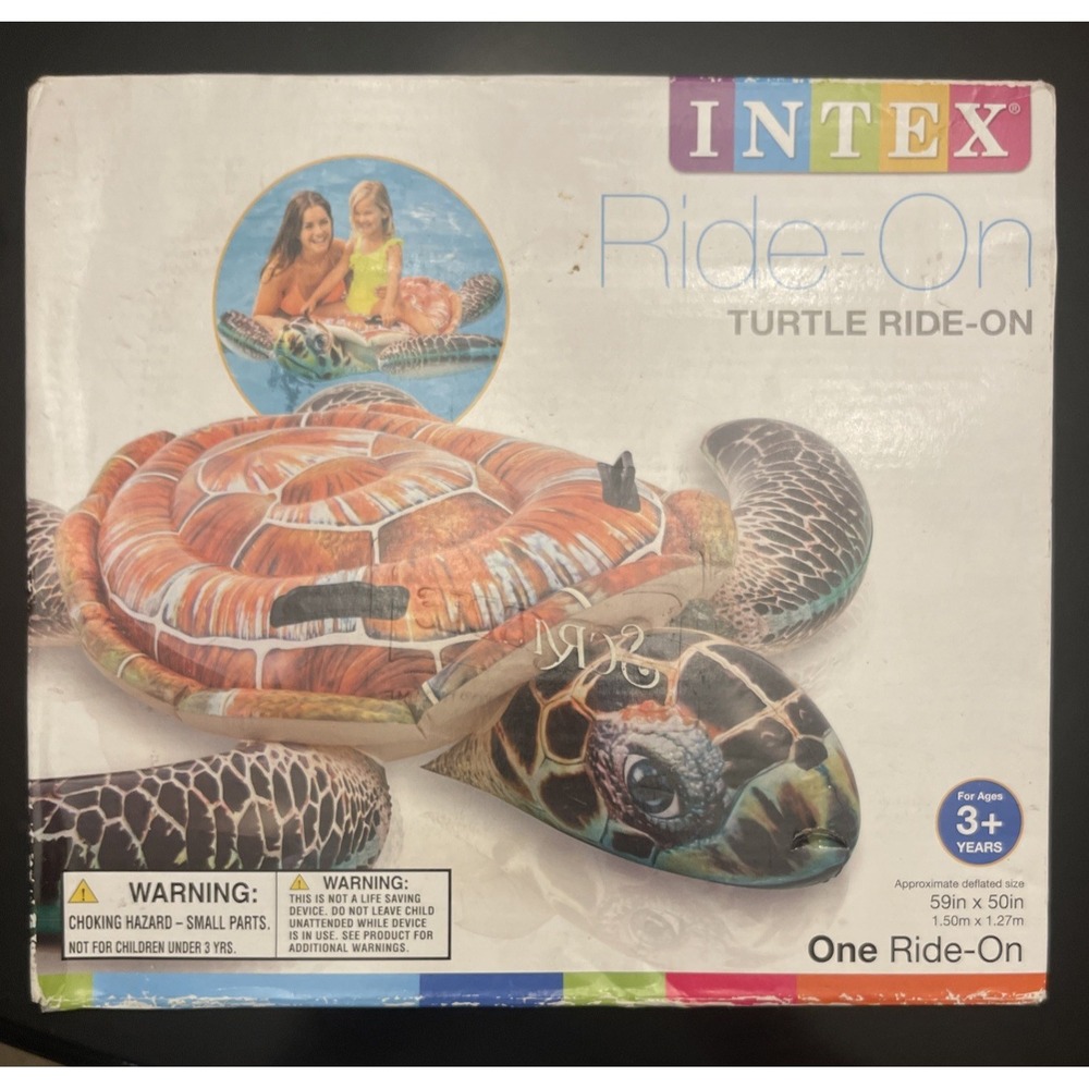 INTEX Turtle Ride-On Pool Inflatable 59"x 50" Float NIB Hard To Find Brown Shell